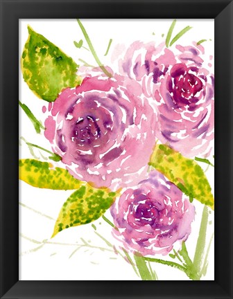 Framed Bouquet Rose I Print