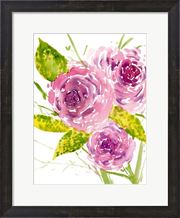 Framed Bouquet Rose I Print