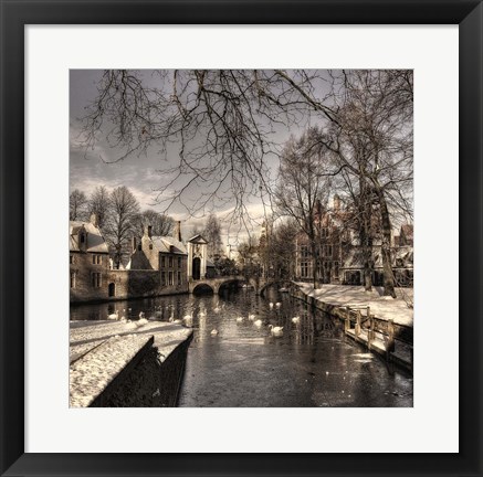 Framed Bruges In Christmas Dress Print