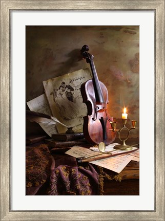 Framed Still Life With Violin Print