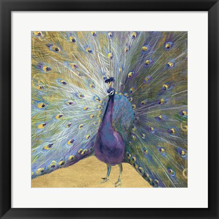 Framed Purple and Gold Peacock Print