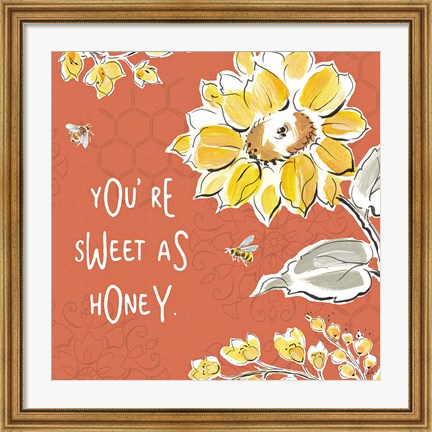 Framed Bee Happy III Spice Print