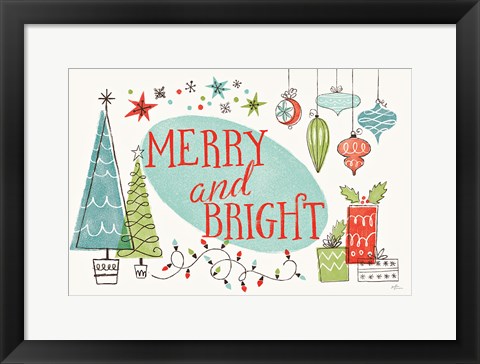 Framed Retro Christmas I Print