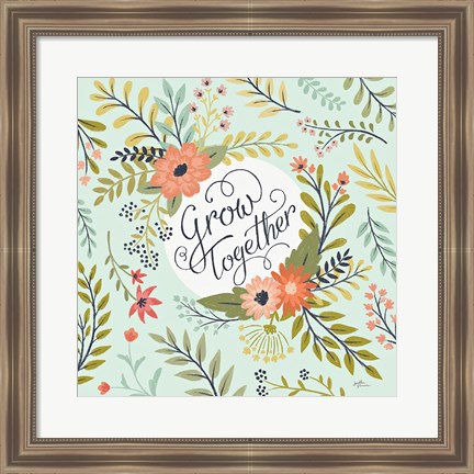 Framed Retro Garden V Mint Print