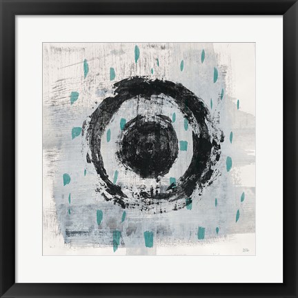 Framed Zen Circle II Crop with Teal Print