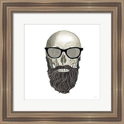 Framed Hipster Skull I Print