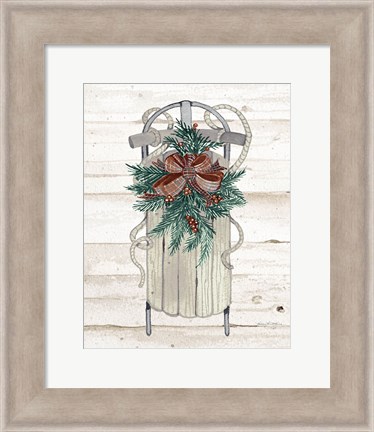 Framed Holiday Sports on Wood II Luxe Print