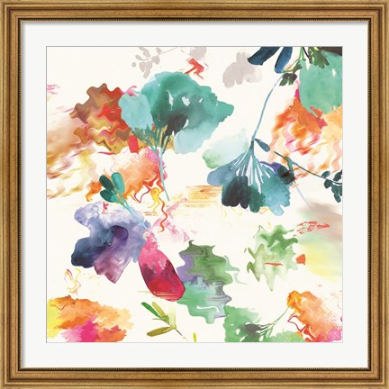 Framed Glitchy Floral I Print