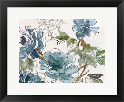 Framed Blue Floral II Print