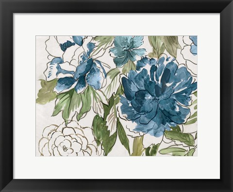 Framed Blue Floral III Print