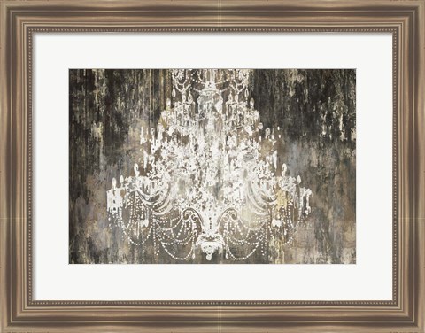 Framed White Chandelier on Ebony Print