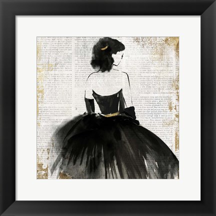 Framed Lady in Black Dress Print