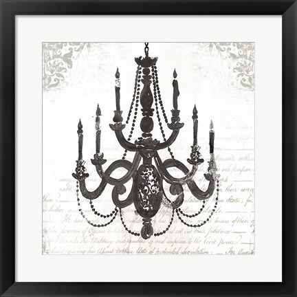 Framed Black Chandelier I Print