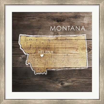 Framed Montana Rustic Map Print