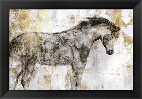 Framed Equestrian Gold I Print