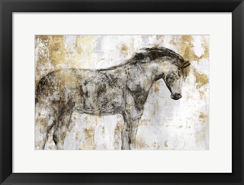 Framed Equestrian Gold I Print