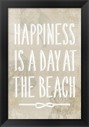 Framed Happiness is a day at the Beach Print