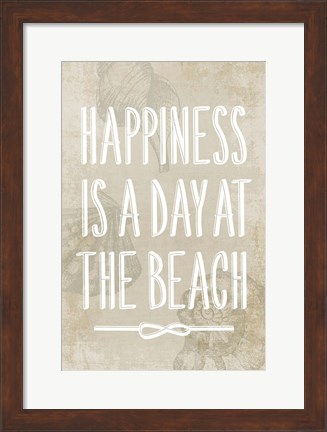 Framed Happiness is a day at the Beach Print