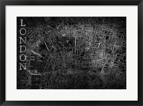 Framed Map London Black Print