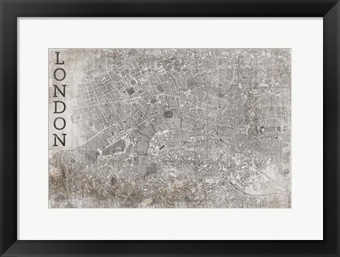 Framed Map London White Print