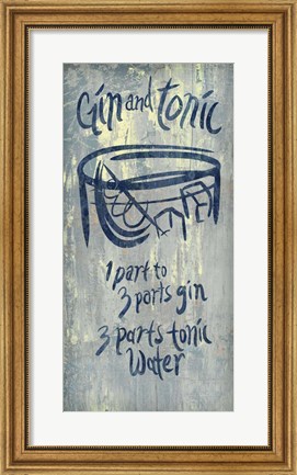 Framed Gin and Tonic Blue Print