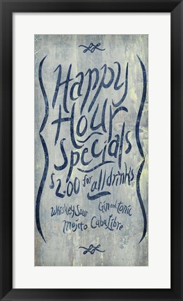 Framed Happy Hour Blue Print