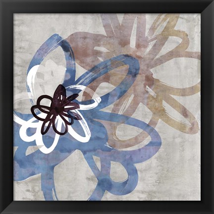 Framed Scribbled Floral I Print