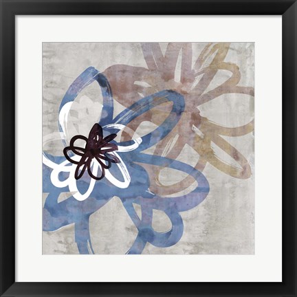 Framed Scribbled Floral I Print