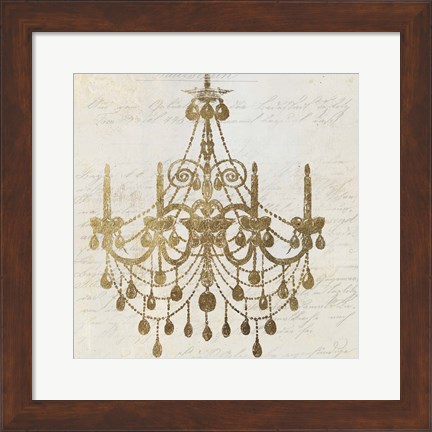 Framed Golden Chandelier II Print