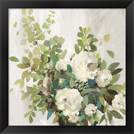 Framed White Roses Print