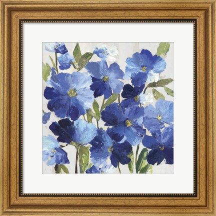 Framed Cobalt Poppies I Print