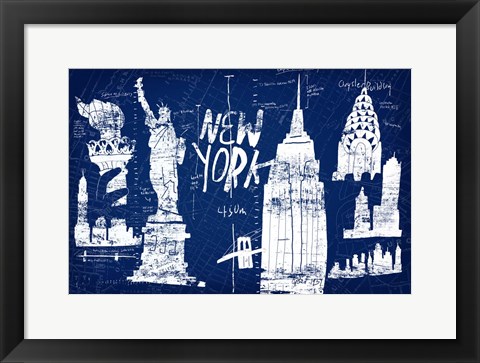 Framed New York Blue Print