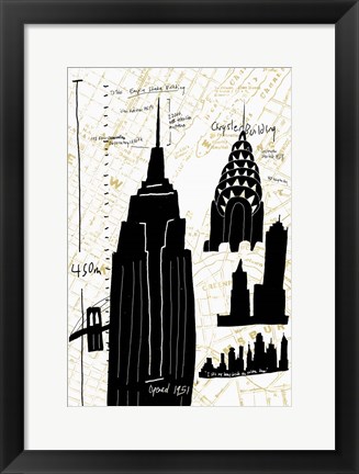 Framed NY Deco I Print