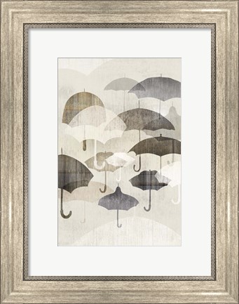 Framed Umbrella Rain II Print