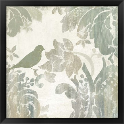 Framed Damask Bird I Print