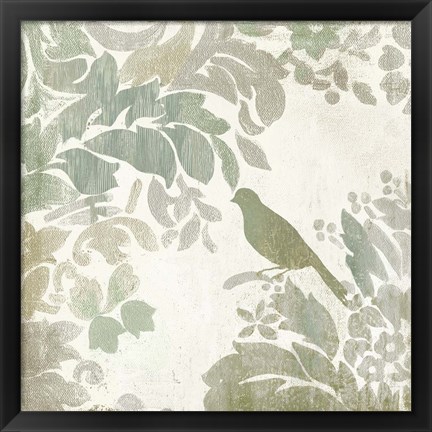 Framed Damask Bird II Print