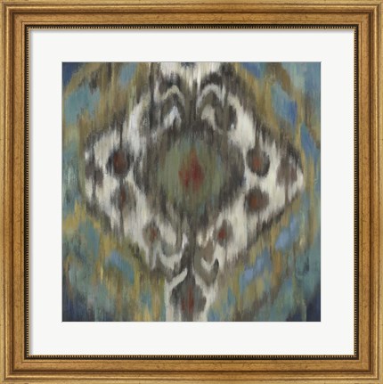 Framed Peacock Ikat Print