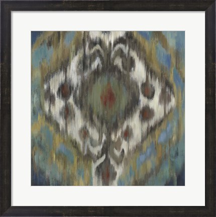 Framed Peacock Ikat Print