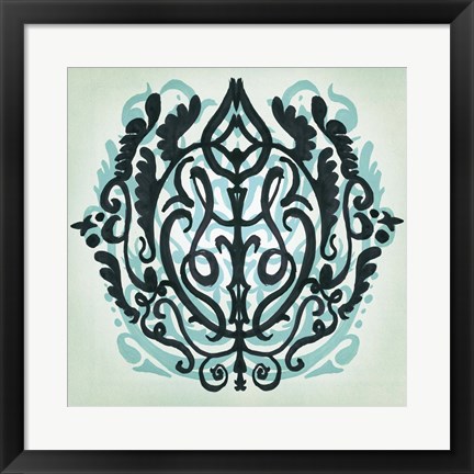 Framed Ornamental Navy Pattern III Print