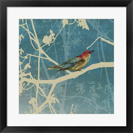 Framed Blue Bird I Print