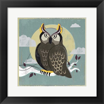 Framed Perched Owl Print