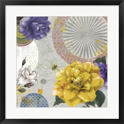 Framed Texture Bouquet Print