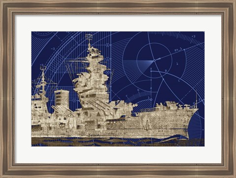 Framed Blueprint Submarine I Print