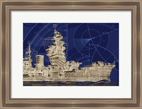 Framed Blueprint Submarine I Print