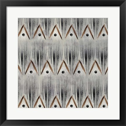 Framed Grey Tribal I Print