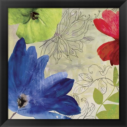 Framed Indigo Flower I Print