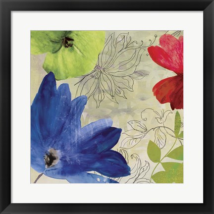 Framed Indigo Flower I Print