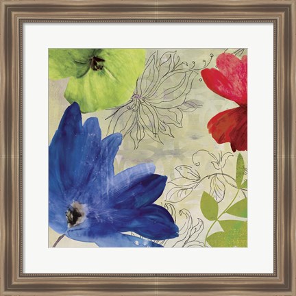 Framed Indigo Flower I Print