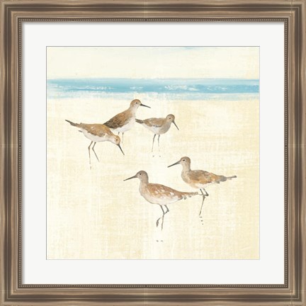 Framed Sandpipers Square I Blue Print