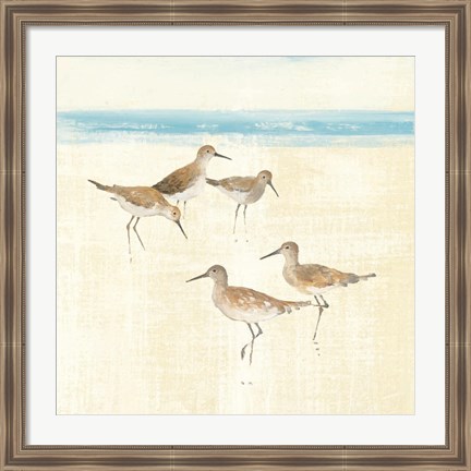 Framed Sandpipers Square I Blue Print